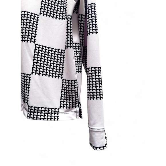 Devereux Golf Shirt Men's Small Skull Logo Long Sleeve Polo Black White Check - Picture 6 of 15